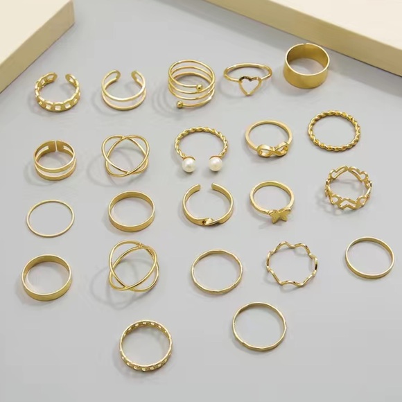Jewelry - Gold Butterfly Love Minimalist Ring Set 22pc